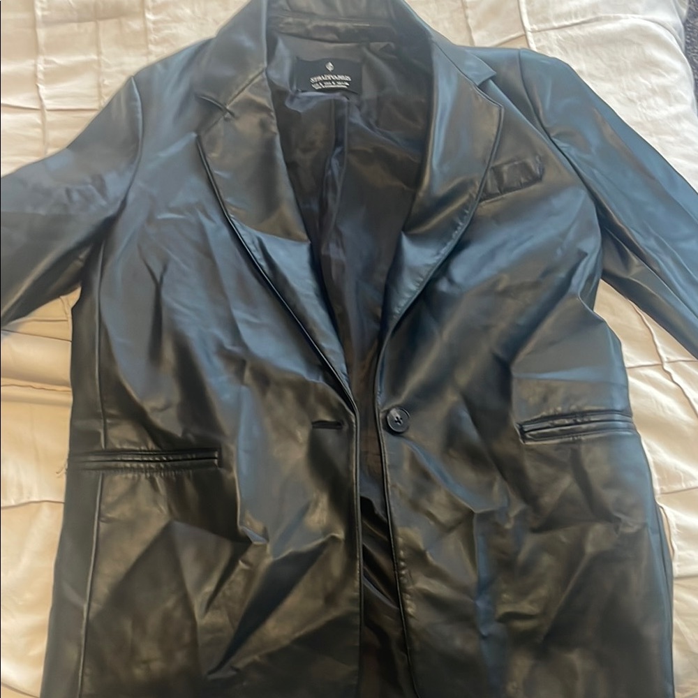 Stradivarius Black Leather Jacket Smooth Finish